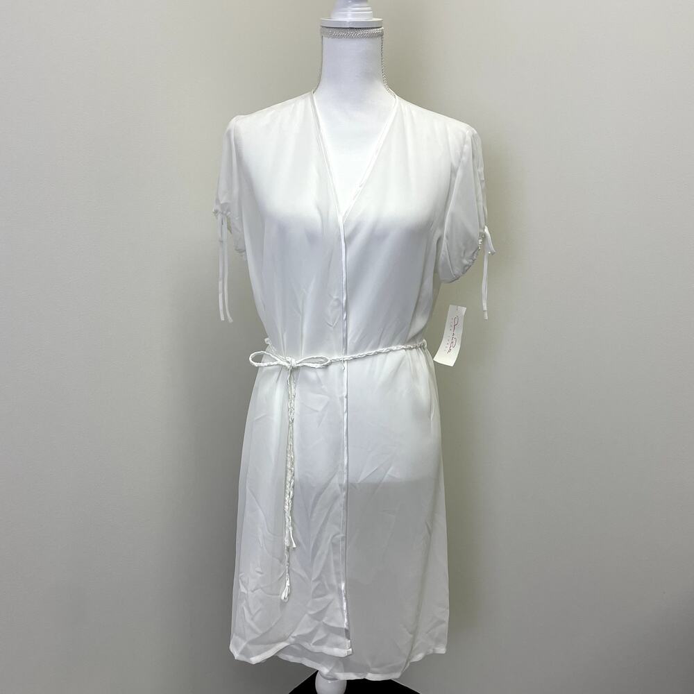 NWT Oscar de la Renta Pink Label Sheer Belted Wrap Robe Duster Nightgown Size S